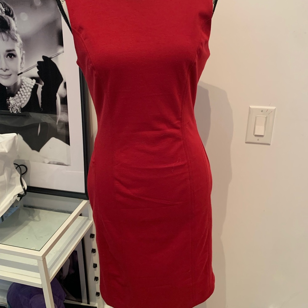 Banana Republic Red Sheath Mini Dress Crew Neck Sleeveless